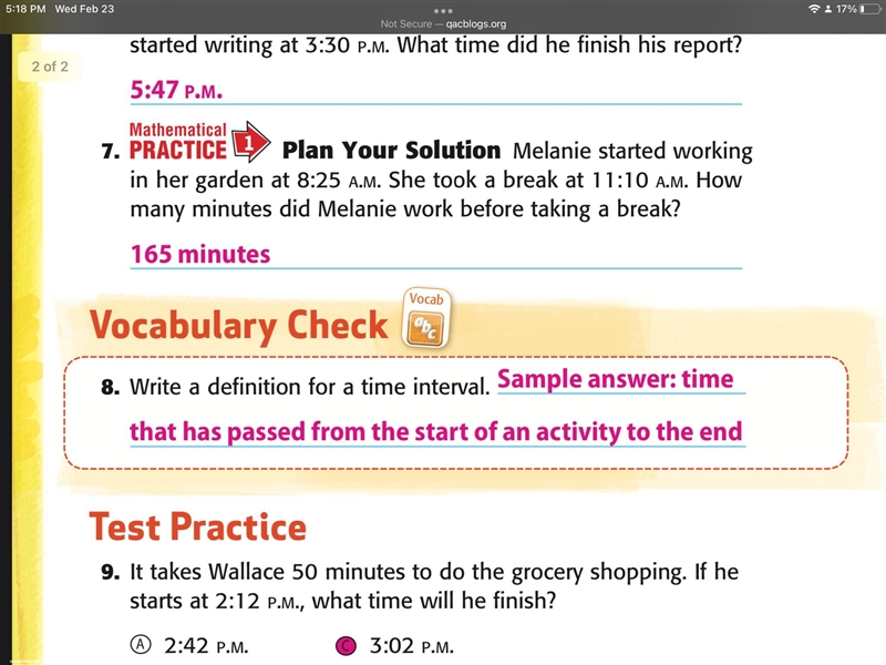 In her garden at 8:25 n. She took a break at 11:10 A.M. How Plan Your Solution Melanie-example-1