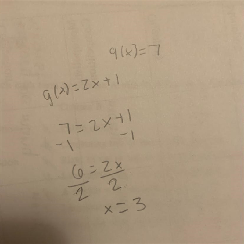 Given g(x) = 2x + 1, solve for a when g(x) = 7.-example-1