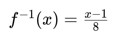 What is the inverse of the function f ( x ) = 8 x + 1 f(x)=8x+1-example-1