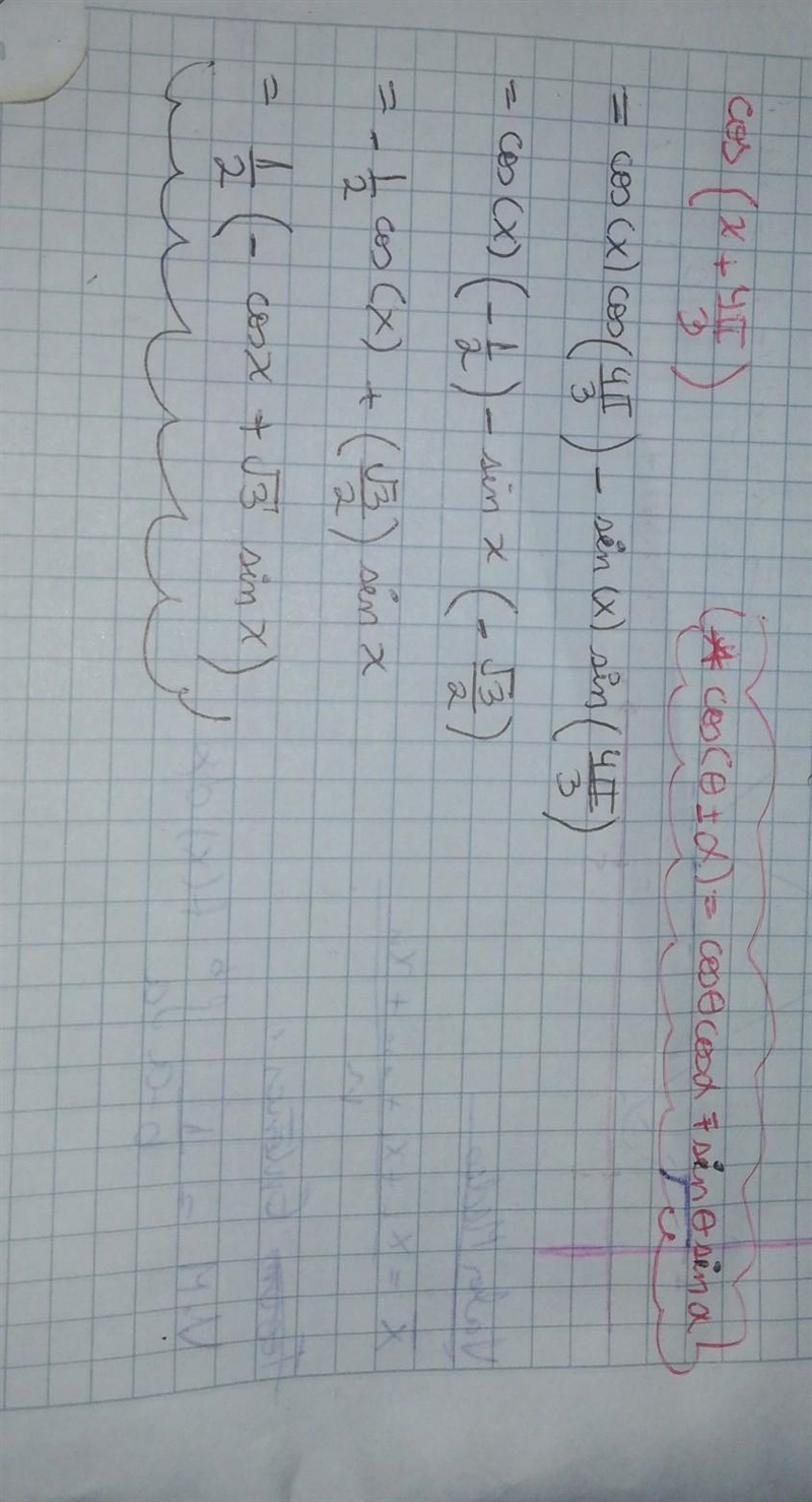 Rewrite cos(x+4pi/3) in terms of sin(x) and cos(x)-example-1