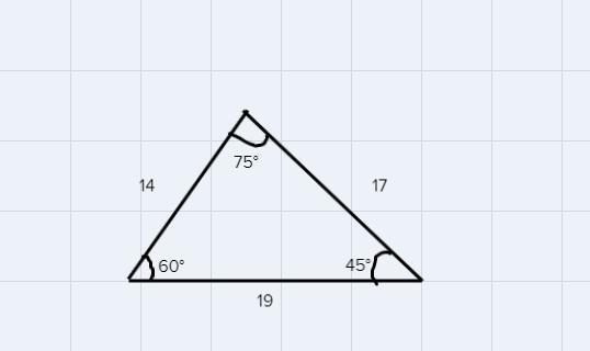 Sketch and label the triangle described. Side lengths: 14, 17, and 19, with the longest-example-1