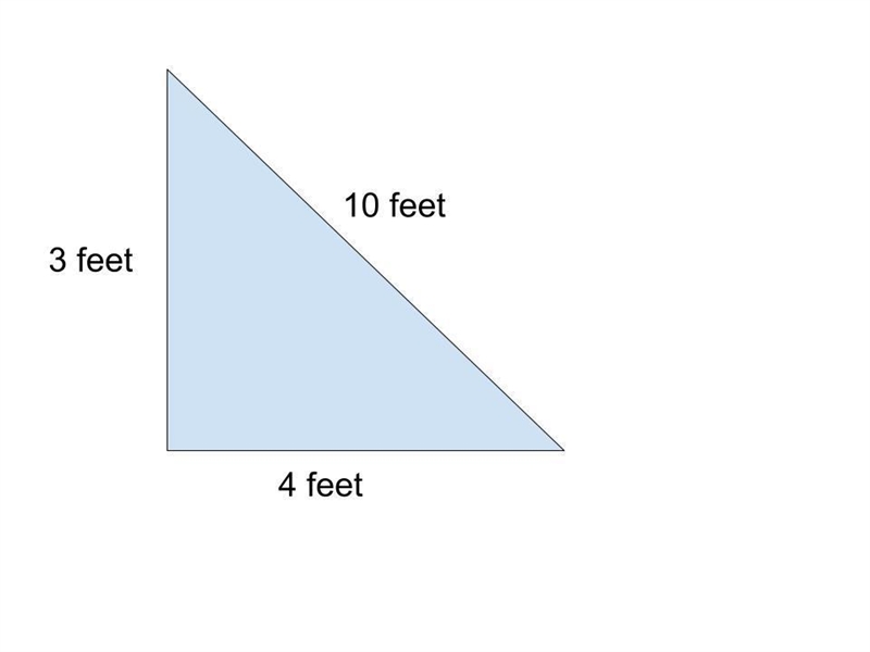 A triangular garden is being formed by bricks. The three sides measure 4 feet, 10 feet-example-1