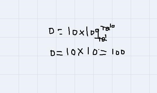 The level of sound (D), which is measured in decibels, is defined by the equation-example-1