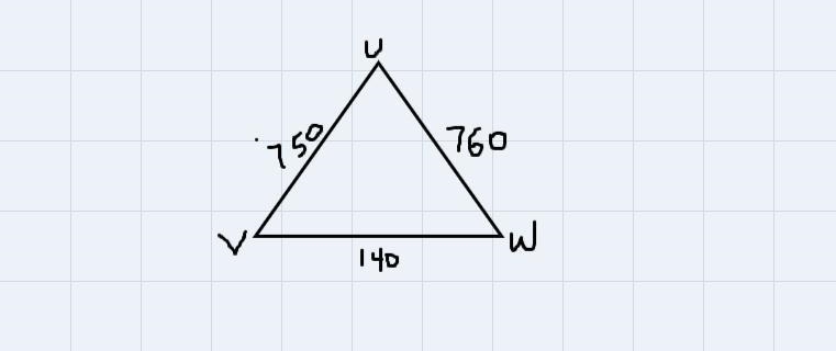 In ∆UVW, u=140cm, u=176 cm and w=750cm. find the area of ∆UVW to the nearest 10th-example-1