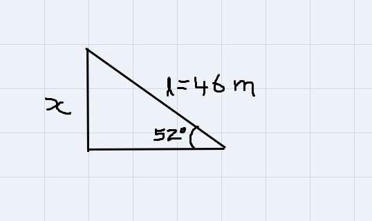 A 46- meter firetruck ladder is leaning against the wall. Find the distance in the-example-1