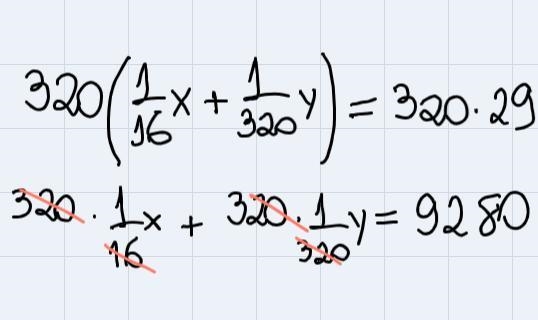 Rewrite the following equation as a function of x(1)/(16)x + (1)/(320)y - 29 = 0-example-2