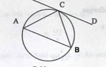 In the diagram, triangle ABC is inscribed in a circle and CD is tangent to the circle-example-1