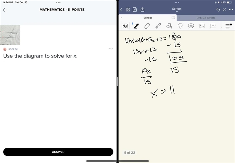 Use the diagram to solve for x.-example-1