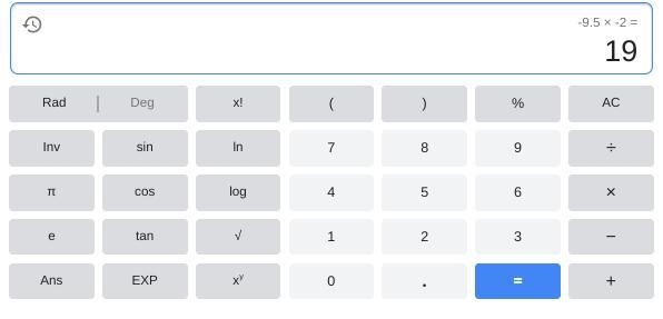 What the answer to (-9.5)(-2)-example-1