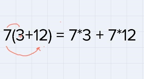 Use the Distributive Property to evaluate 7(3 + 12)-example-1