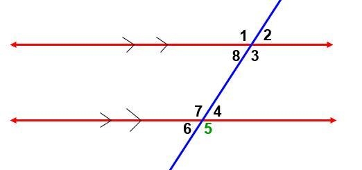 Angle 1,7,3 and 5 all those angles has the same equivalent to the angle 5 angle 2 is-example-1