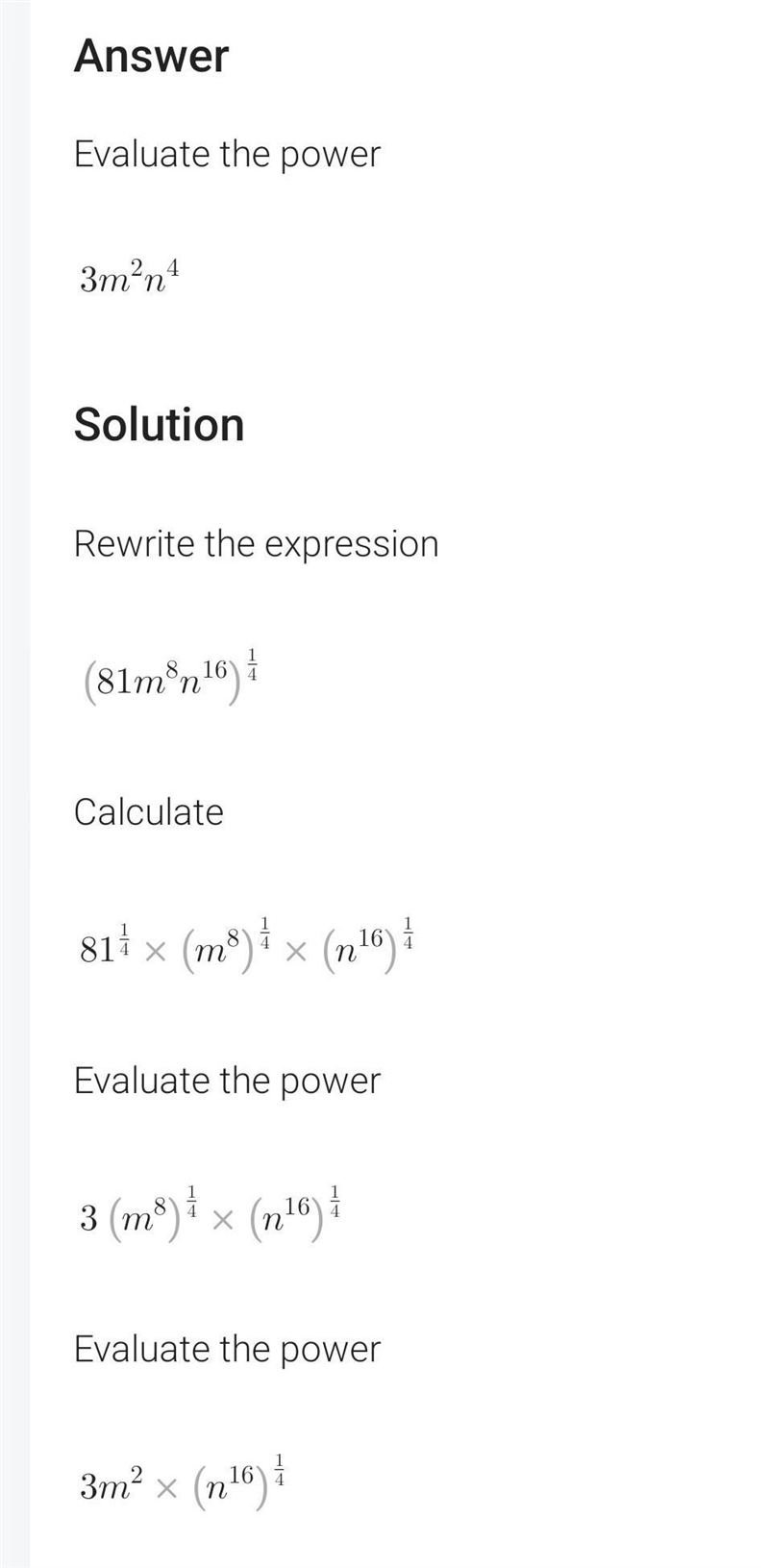 Simplify the expression. Show your work. 4 √81m^8n^16-example-1