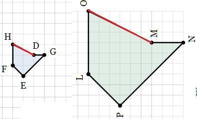 Figure 1 and Figure 2 below are similar. Which side corresponds to side DH? ?-example-1