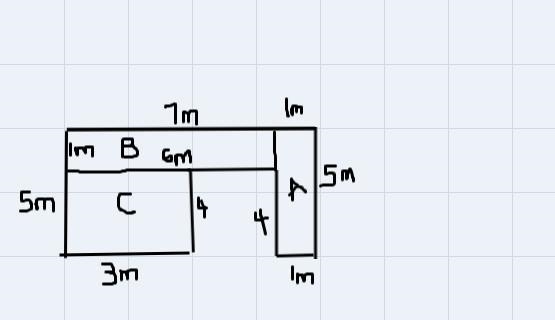 6) Find the area."7 points7 m5 m4 m3 m1 m20212223-example-1