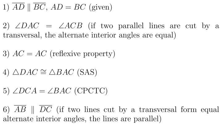 Given: AD || BC and AD = BC. Prove: AB || DC-example-1