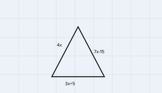 What is the length of each side of this equilateral triangle? A 2.5 C 15 B5 D 20 7x-example-1