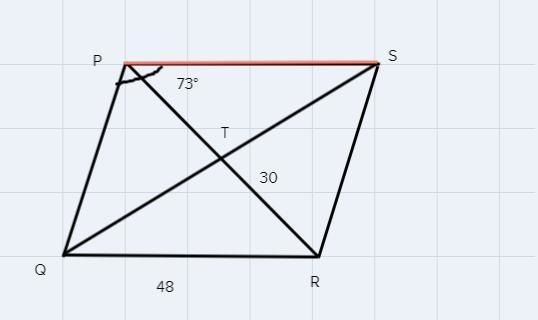 We have a diagram of parallelogram PQRS with diagonals intersecting at T , and the-example-1