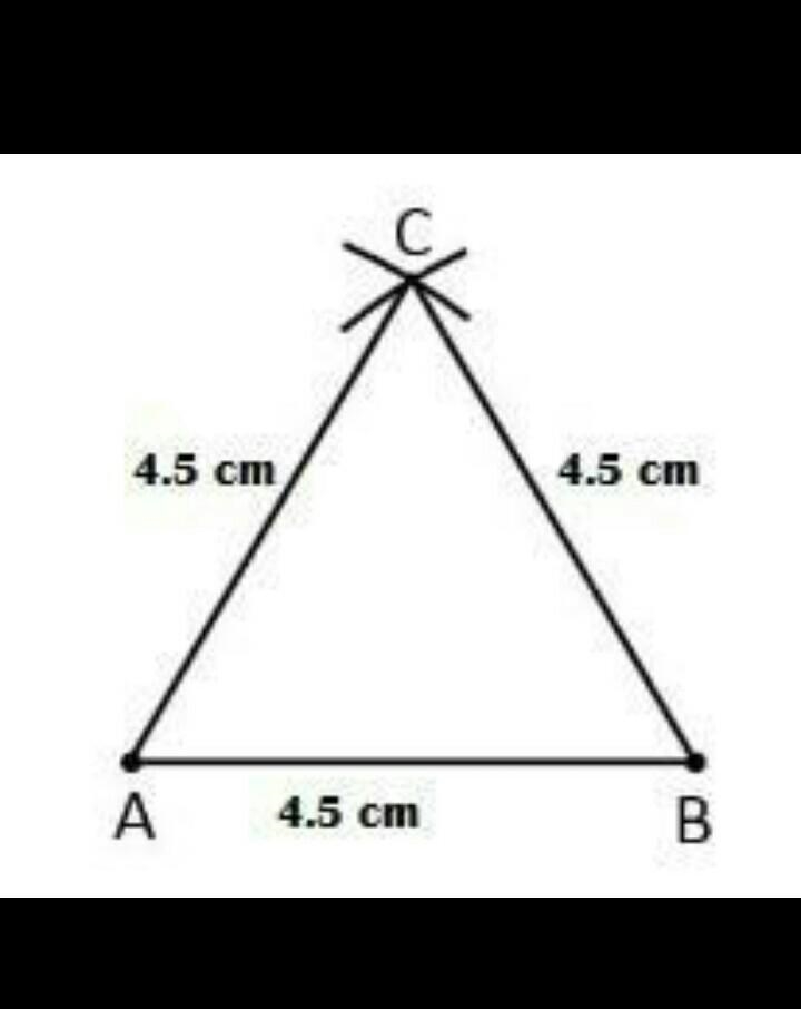 1. Draw an equilateral triangle whose each side is 4.5 cm-example-1