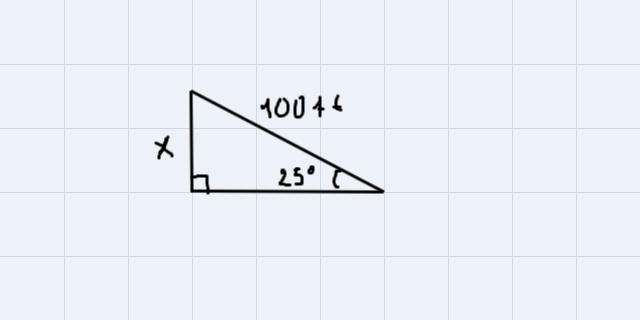 A kite on 100-foot string is fastened to the ground, making a 25 degree angle with-example-1