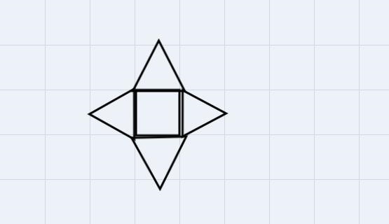 a square pyramid has a base which measures 4 x 4 the height of the triangle is 3 what-example-1