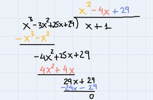 For the polynomial below, -1 is a zero. g(x) = x2-3x² + 25x +29 Express g (x) as a-example-1