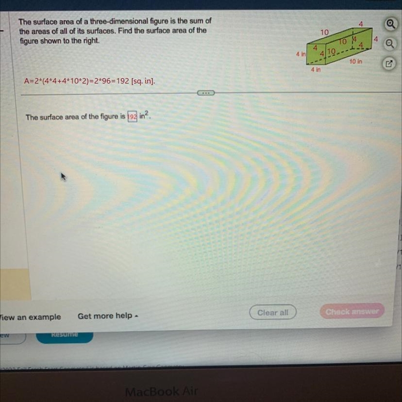 ← The surface area of a three-dimensional figure is the sum of the areas of all of-example-1