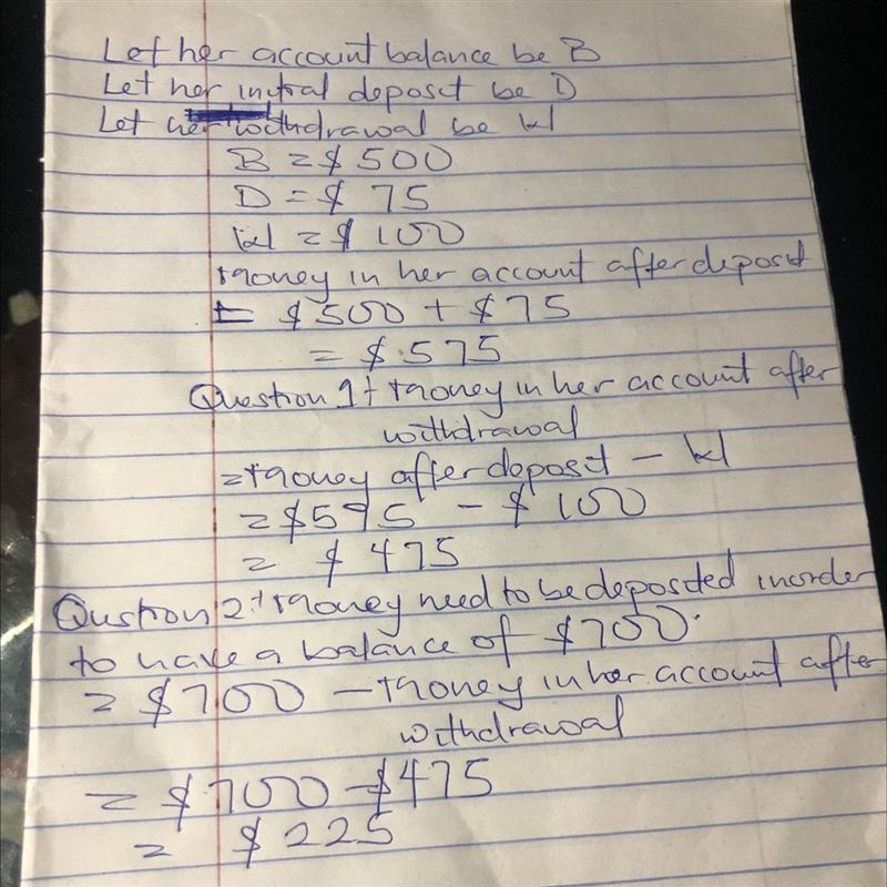 7. Kristen has $500 in her bank account. Last month she made a deposit of $75 and-example-1