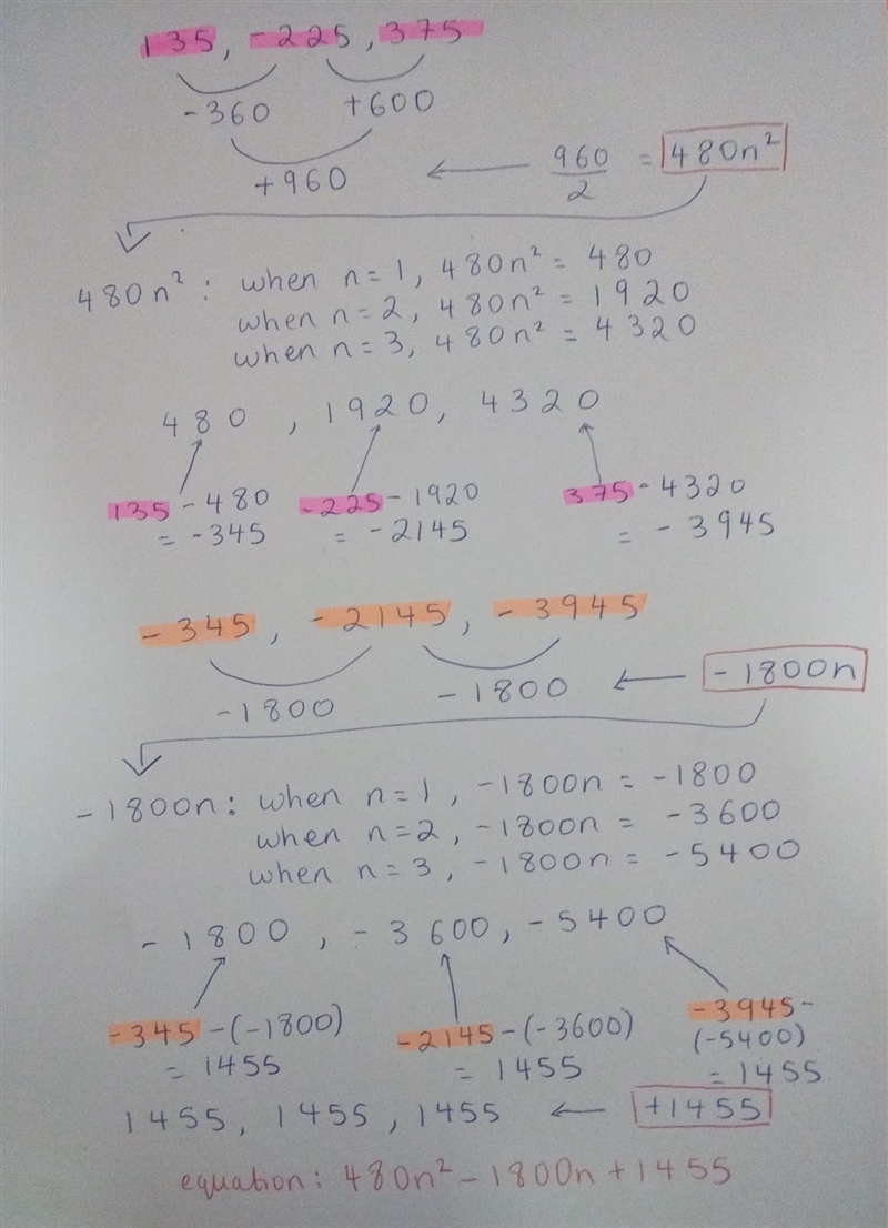 What is a formula for the nth term of the given sequence? a 135, -225, 375...-example-1