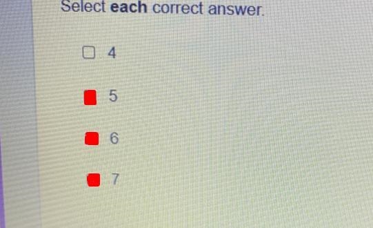 Which values from the set make this inequality true?r+6≥ 11; {4, 5, 6, 7}Select EACH-example-1