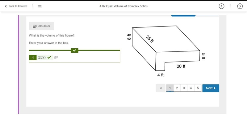 What is the volume of this figure? 2520 in³ 1638 in³ 1323 in³ 935 in³-example-2