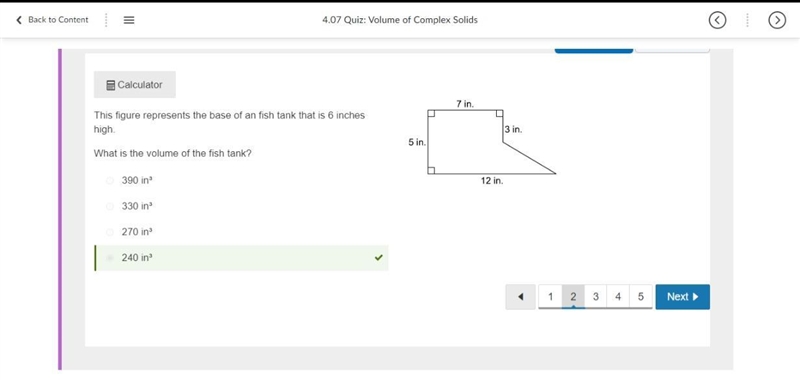 What is the volume of this figure? 2520 in³ 1638 in³ 1323 in³ 935 in³-example-3