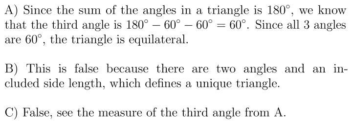 5. A triangle has a 60° angle, a 60° angle and a side 2 centimeters in length. a Select-example-1