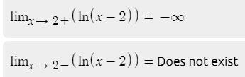 What is the end behavior of f(x) in the function f(x) = log(x - 2) as x approaches-example-2