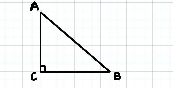 In right triangle ABC with right angle at C, find sin A, COS A and tan A, if side-example-1