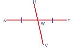 6. If UV bisects XY at point W, which statements must be true?A. UW= WVB. WX = YWC-example-1