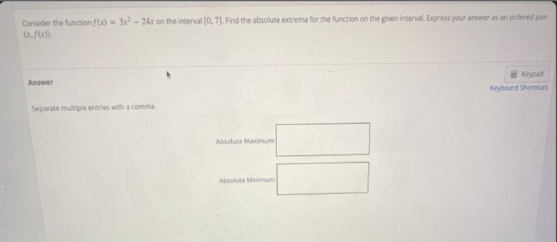 Find the absolute maximum and absolute minimum for the function on a given interval-example-1