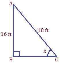 Create a diagram of a ladder leaning on the side of a wall The wall is 16ft tall and-example-1