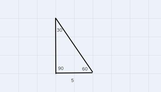 In a 30 60 90° triangle giving the short leg equals 5 find a hypotenuse of the triangle-example-1