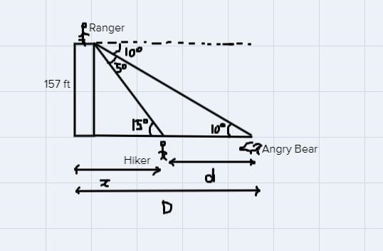 What is the distance between the hiker and the bear?-example-1