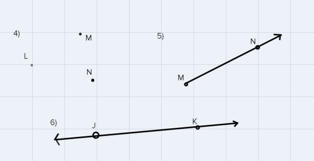 1. <-> 2. • C • D AB ; Line. Point C , Point D3.RS; line segment 4. • L •M •N-example-2