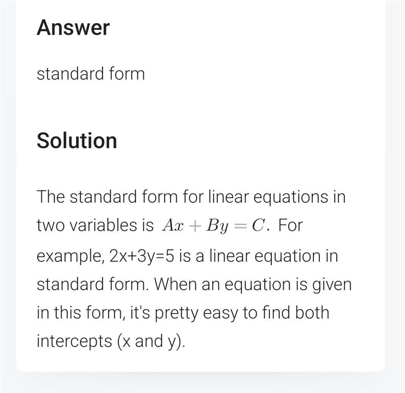 Given the following equation of the line 4x + y = 9, what form is the line in?​-example-1