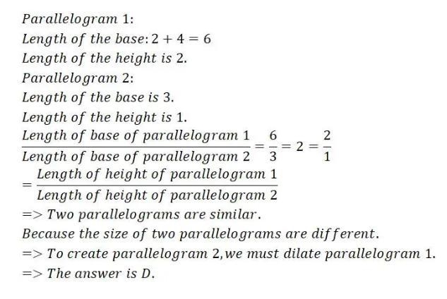 A Parallelogram 1 and parallelogram 2 are similar because parallelogram 2 can be created-example-1