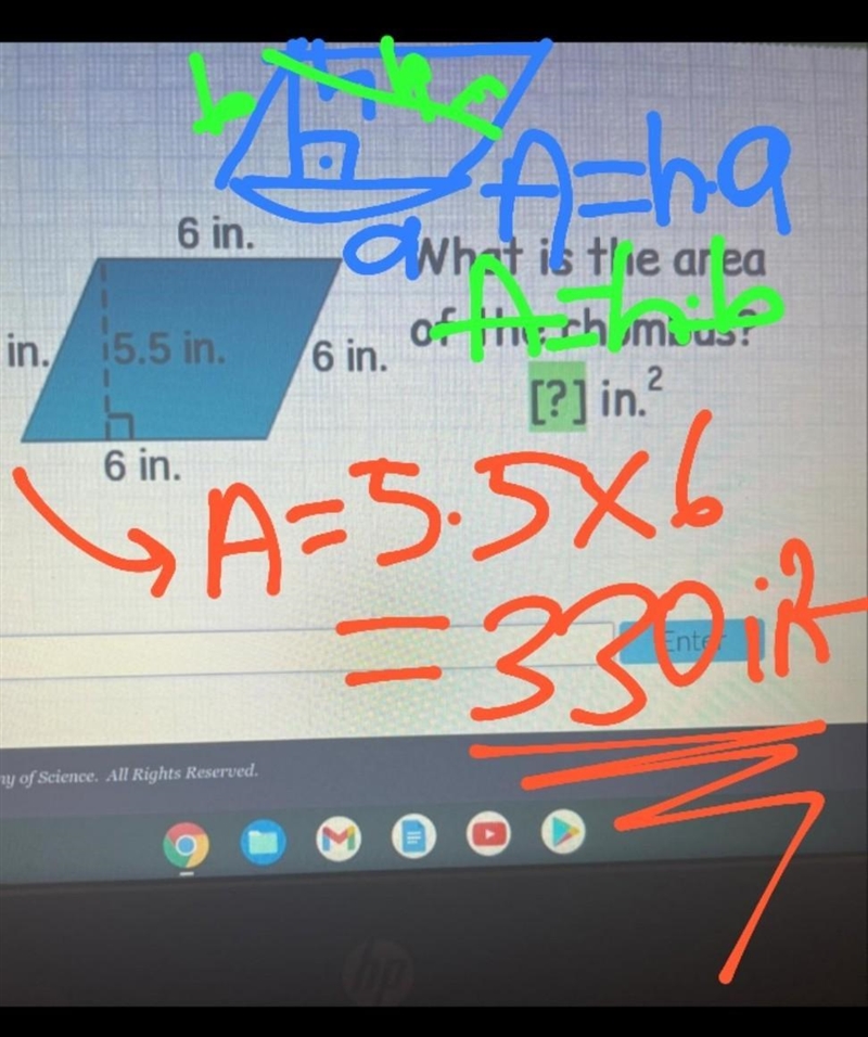 What is the area of the rhombus?-example-1