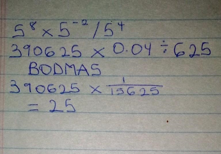 Work out the value of 5^8 x 5^-2/5^4-example-1