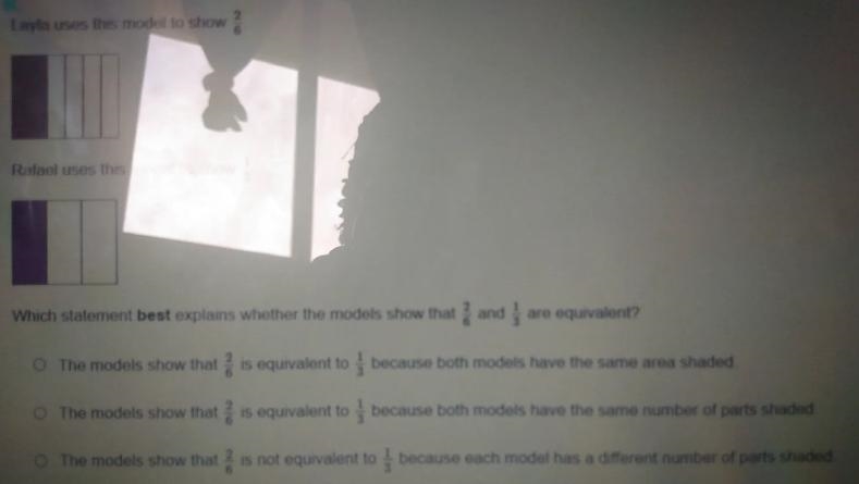 layla uses this model to show 2/6. refael uses this model to show 1/3. which statement-example-1