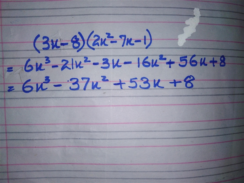 What is the product? (3x-8)(2x²-7x-1)-example-1