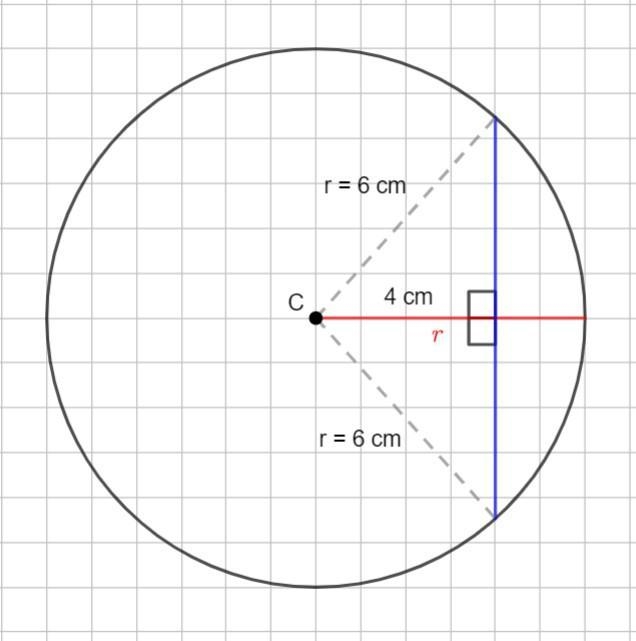 Find the length of a chord which is at a distance of 4 cm from the centre of the circle-example-1