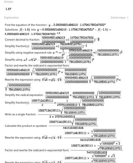 If f(x) is an exponential function where f(-2.5) = 1 and f(3.5) = 15, then find the-example-1