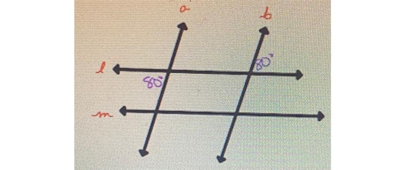 Which shows a pair of angles that proves that lines a and b are parallel?(I will add-example-2