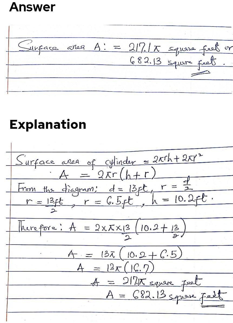 What is the surface area of the cylinder below?-example-1